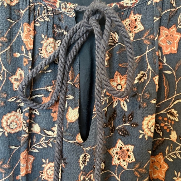 Free People Navy and Brown Floral Long Sleeve Dress - Picture 3 of 7